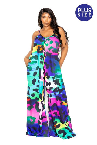 Electric Leopard Robe with Wrist Band and Jumpsuit